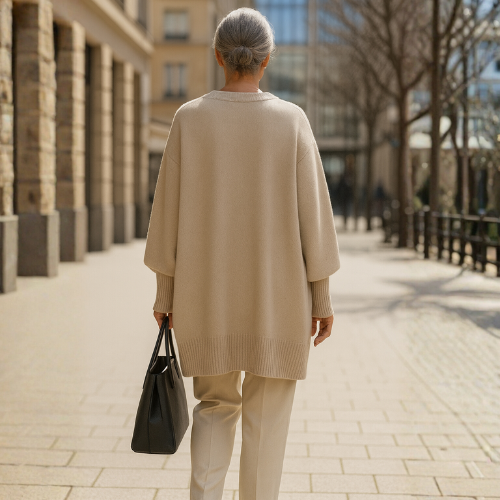 Solanne™— Pull Poncho Asymétrique en Maille Douce