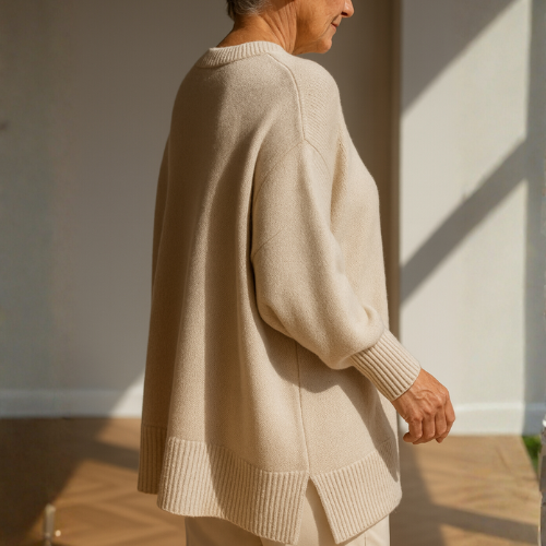 Solanne™— Pull Poncho Asymétrique en Maille Douce