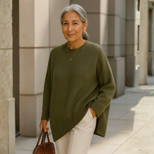 Solanne™— Pull Poncho Asymétrique en Maille Douce