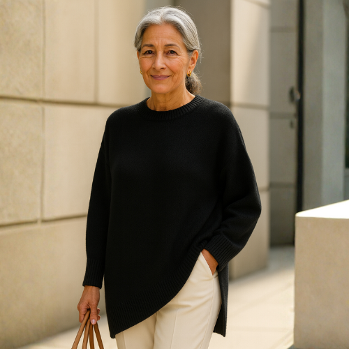 Solanne™— Pull Poncho Asymétrique en Maille Douce